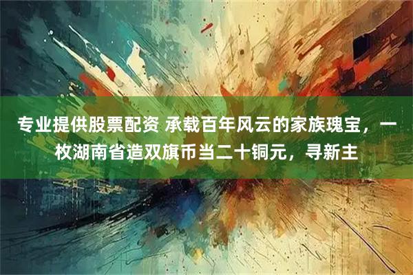 专业提供股票配资 承载百年风云的家族瑰宝，一枚湖南省造双旗币当二十铜元，寻新主